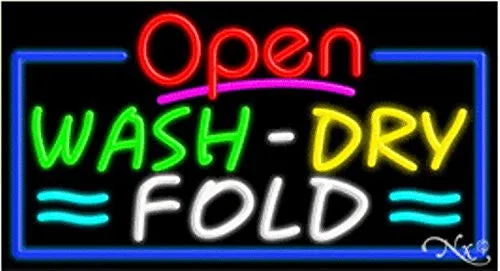 Wash Dry Fold Open Handcrafted Energy Efficient Glasstube Neon Signs