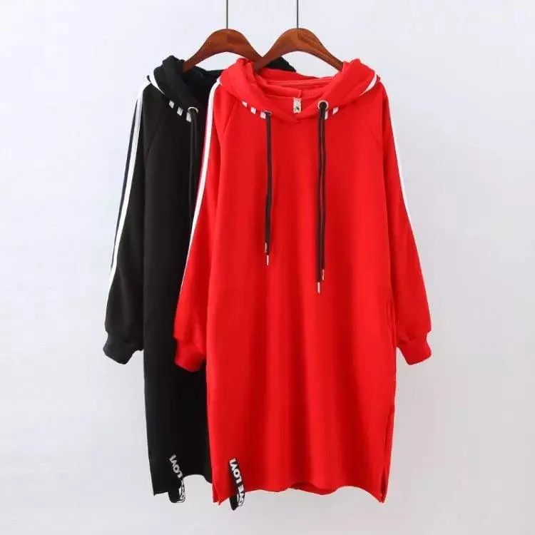 Women Elastic Long Hoodies Sweatshirt