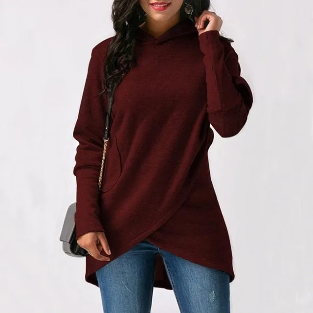 Women Hoodies Sweatshirts Autumn Winter Plus Size Long Sleeve Pocket Pullover Hoodie