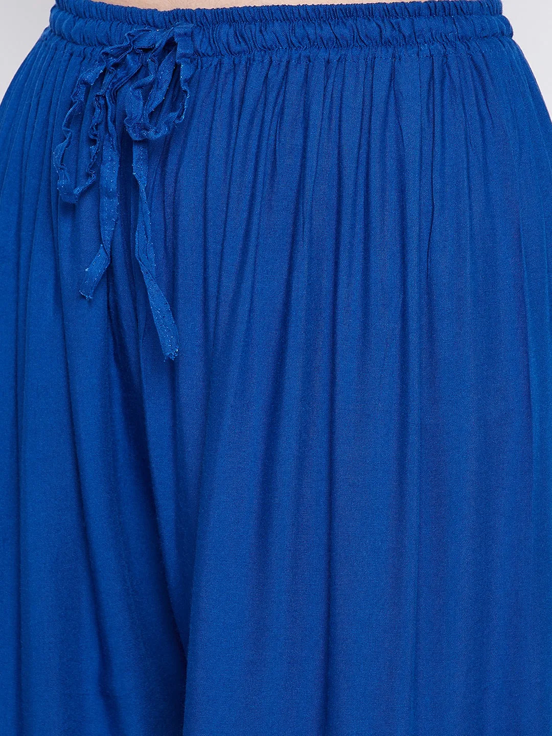 Women Royal Blue Solid Rayon Palazzo