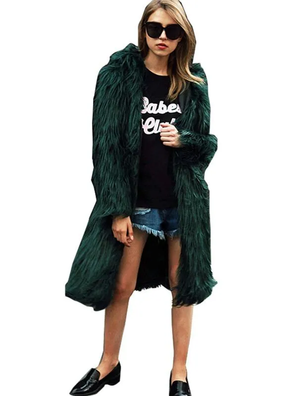 Women Winter Thick Warm Fluffy Faux Fur Coat