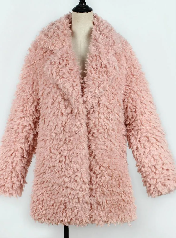 Women's Plush Long-Sleeved Faux Fur Long Jackets