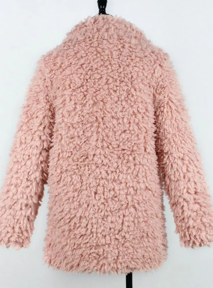 Women's Plush Long-Sleeved Faux Fur Long Jackets